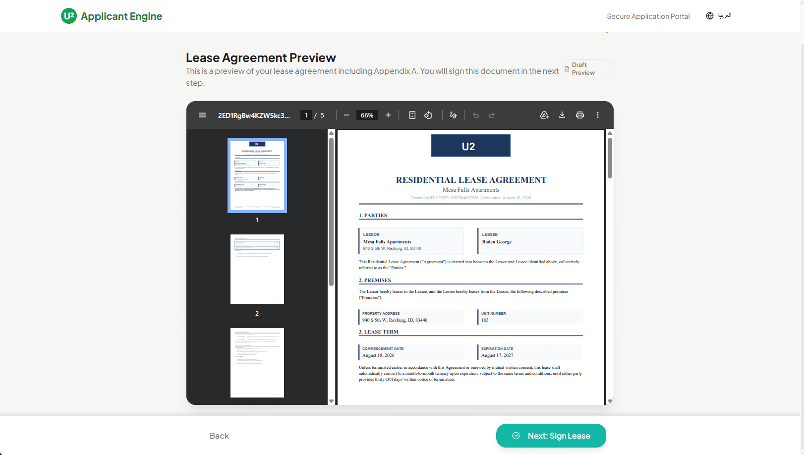 Sign the lease electronically