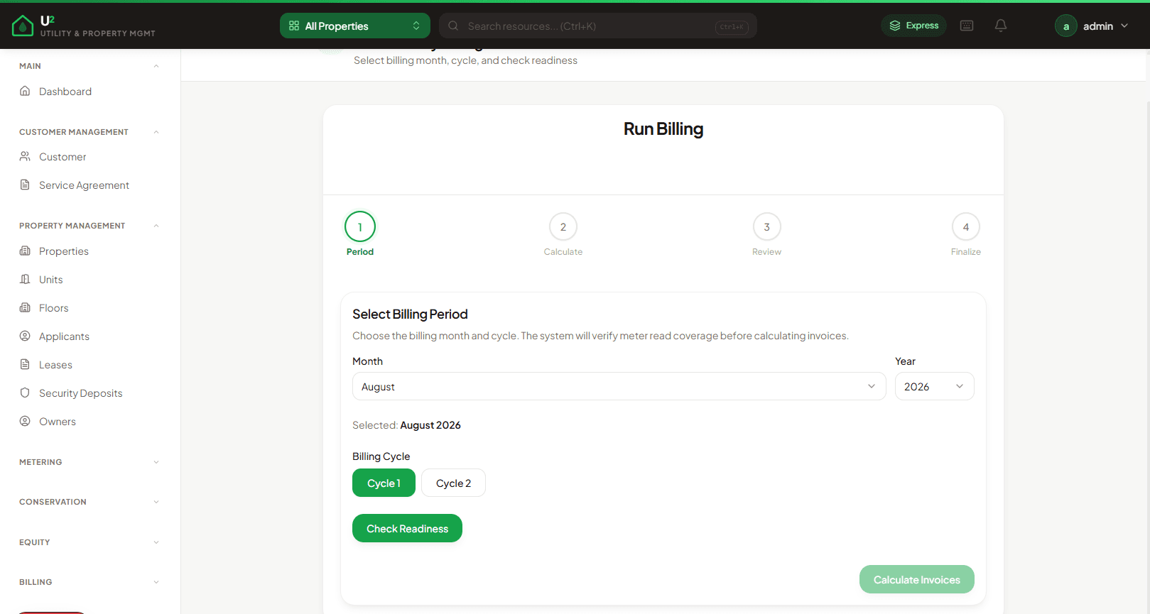 Run billing in a guided cycle