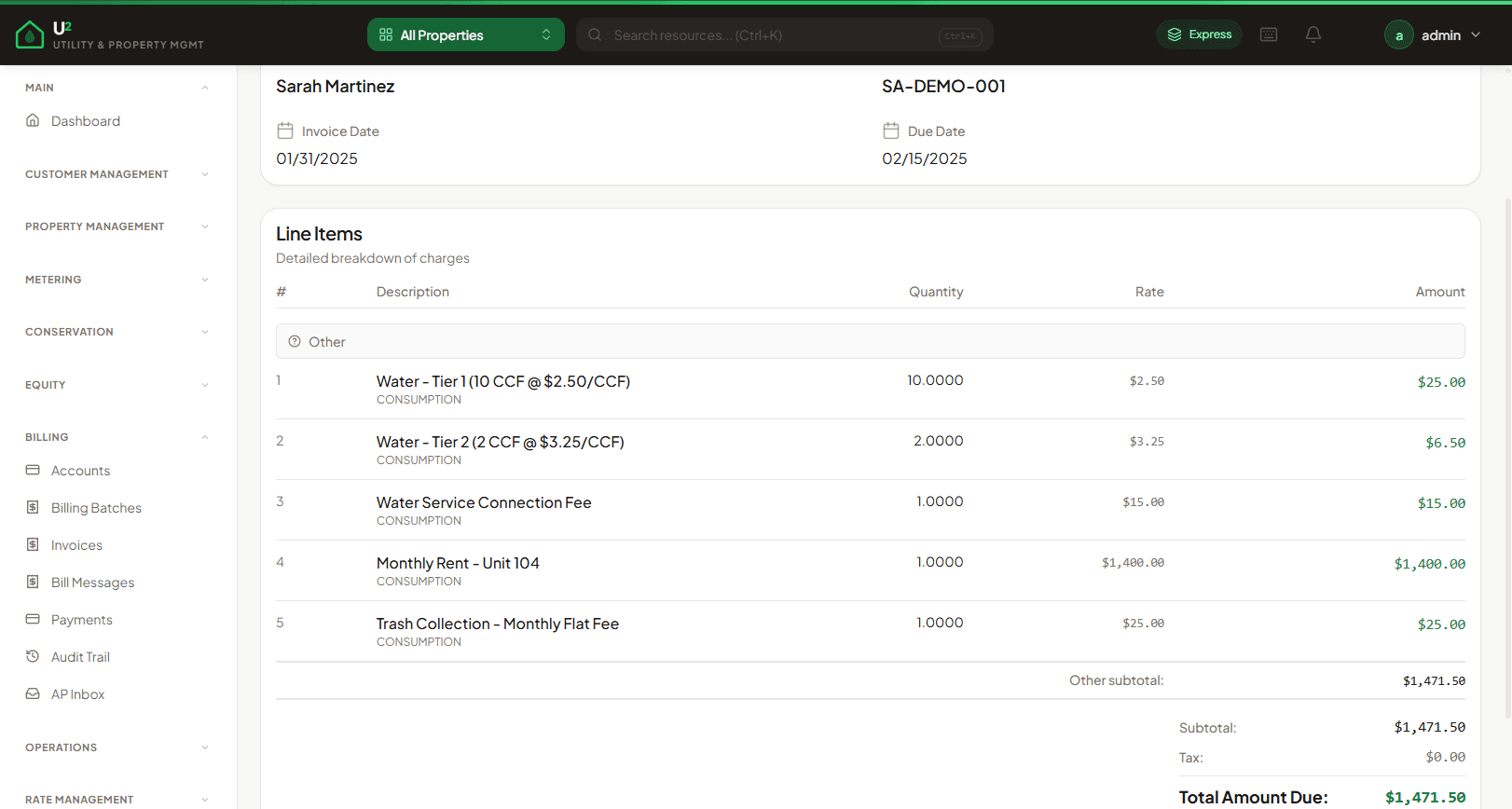 Rent and utilities on one bill